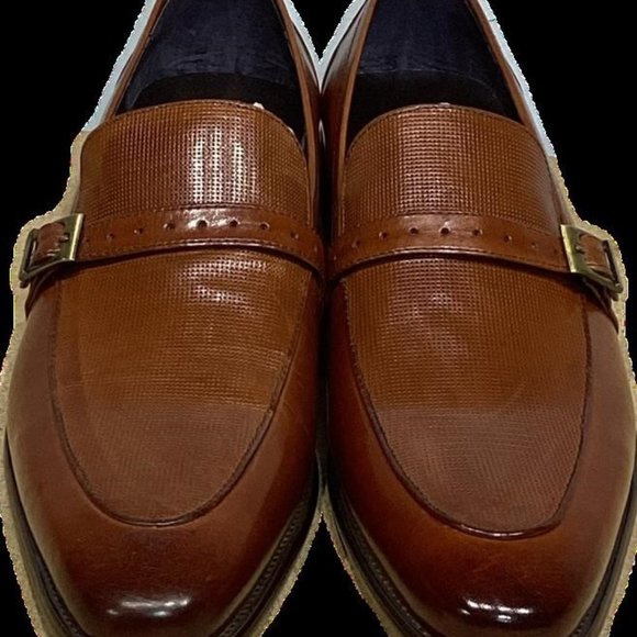 Carrucci Perforated Buckle Loafer Brown Shoes
